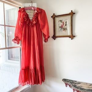 Doen Solaris Strawberry Embroidered Nightgown, Red Strawberry Small